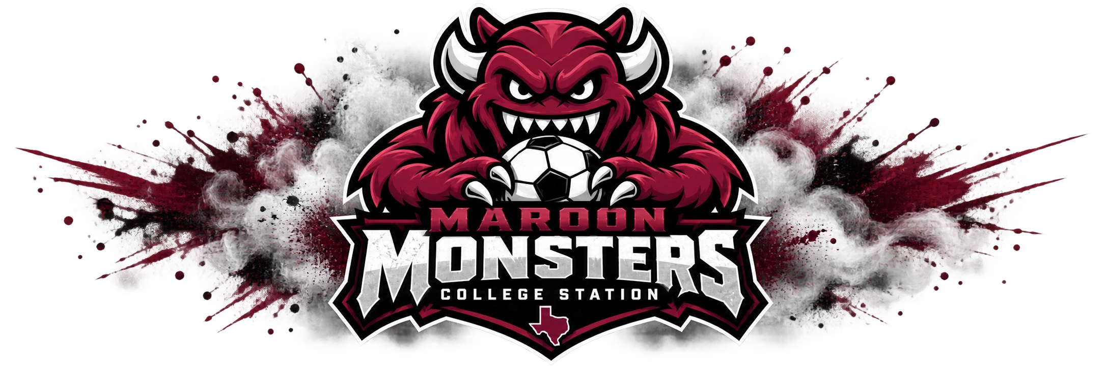 Maroon Monsters College Station soccer logo